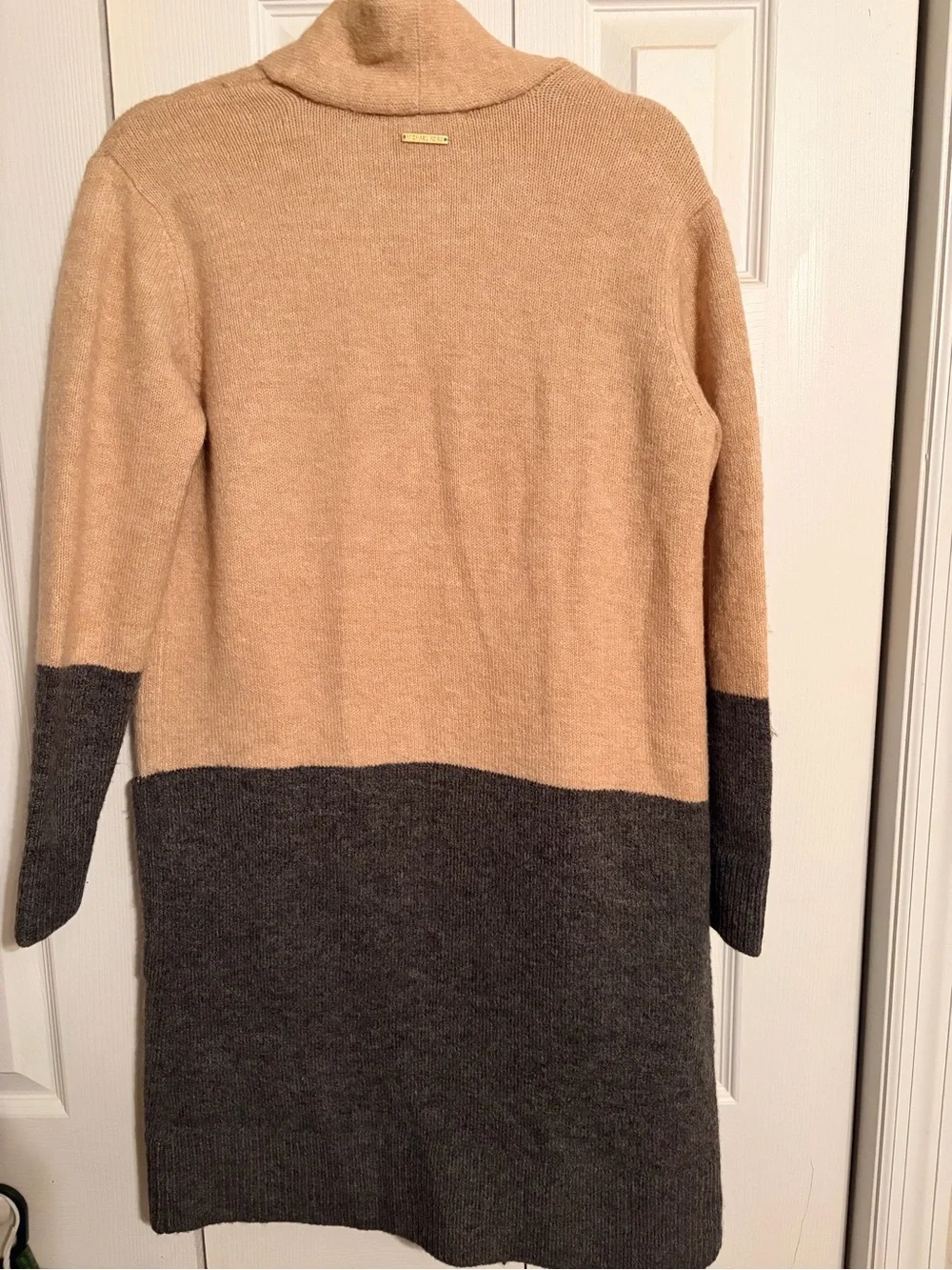 Michael Kors Two-Tone Open-Front Cardigan - Beige & Charcoal
